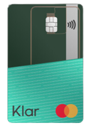 Tarjeta de crédito Klar verde y transparente